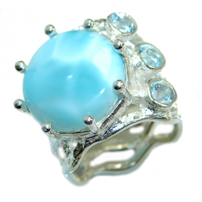 Blue Treasure Larimar .925 Sterling Silver handmade ring s. 6