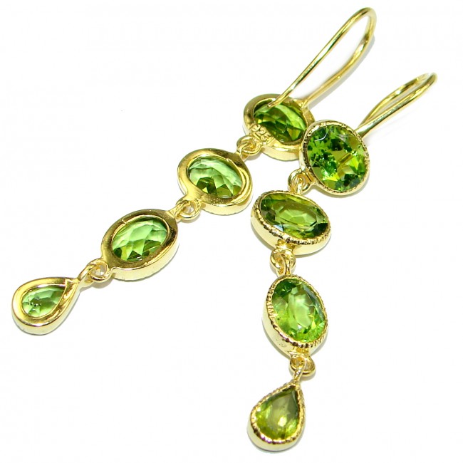 Rich Design Peridot 14K Gold over .925 Sterling Silver handcrafted earrings