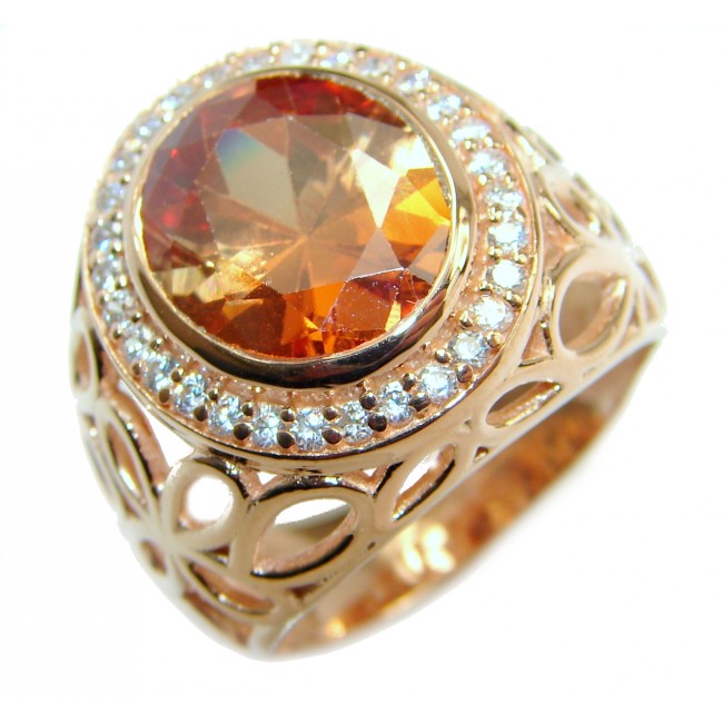 Exotic Golden Topaz Gold over .925 Sterling Silver handcrafted Ring s. 6 3/4