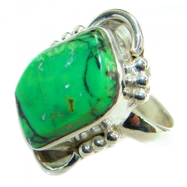 Green Turquoise .925 Sterling Silver handmade Ring s. 8