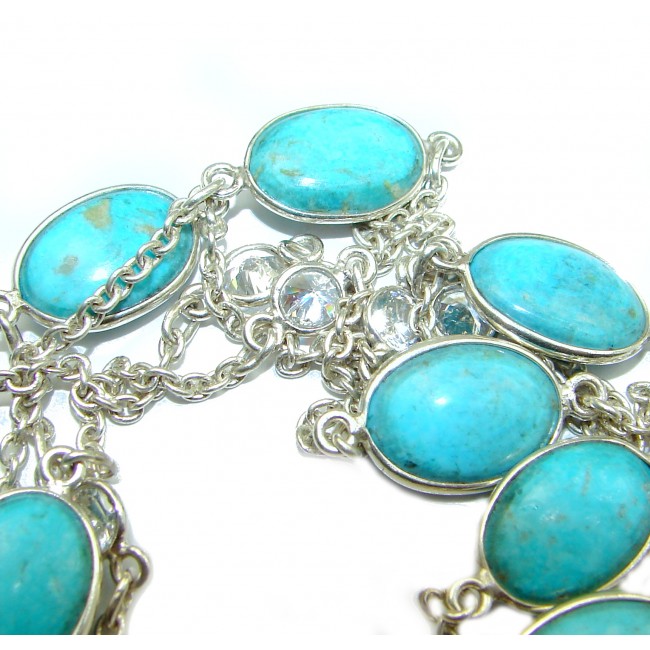 36 inches Genuine Turquoise .925 Sterling Silver handmade Station Necklace