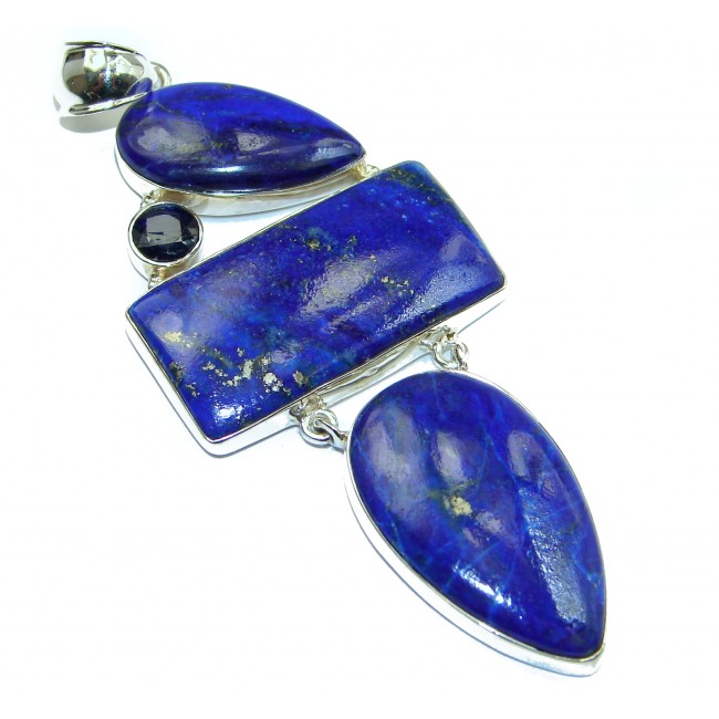 Genuine Blue Lapis Lazuli .925 Sterling Silver handmade Pendant