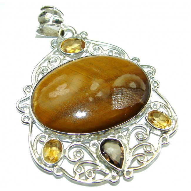 Incredible quality Golden Tigers Eye .925 Sterling Silver handmade Pendant