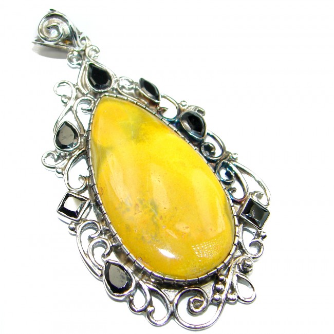 Intense Collected Storm Bumble Bee Jasper .925 Sterling Silver handmade Pendant