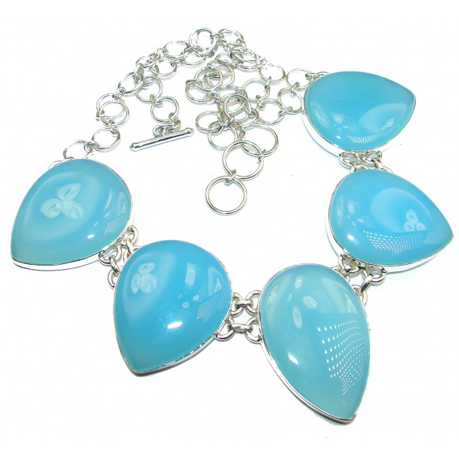 Aura Of Beauty Genuine Chalcedony Agate .925 Sterling Silver handmade necklace