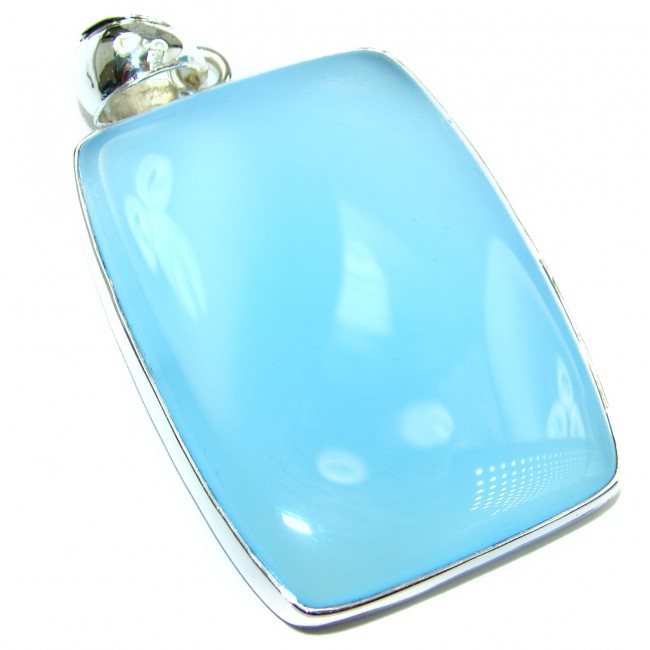 Natural Chalcedony Agate .925 Sterling Silver handmade Pendant