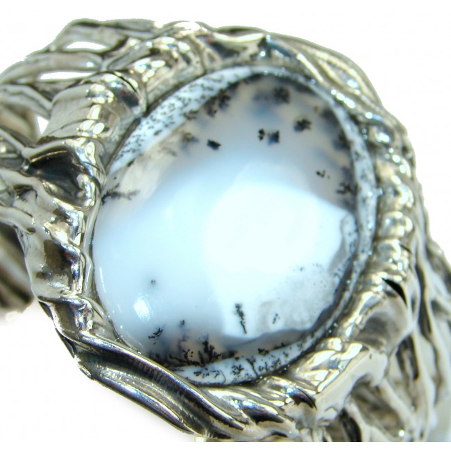 Huge Dendritic Agate oxidized .925 Sterling Silver handcrafted Cuff/Bracelet