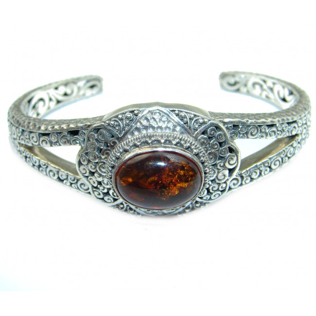 Wonderful genuine Baltic Amber Sterling Silver handmade Bracelet / Cuff
