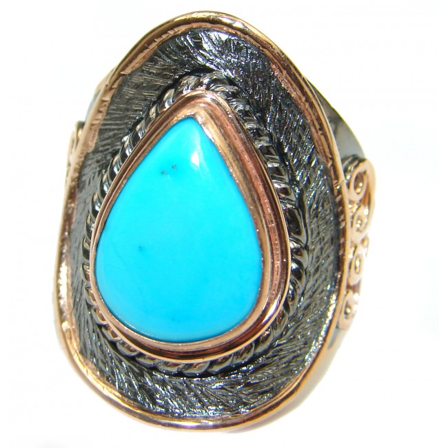 Genuine Sleeping Beauty Turquoise Gold over .925 Sterling Silver Ring size 7 1/4