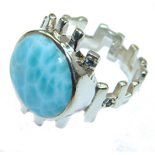 Blue Treasure Larimar .925 Sterling Silver handmade ring s. 7