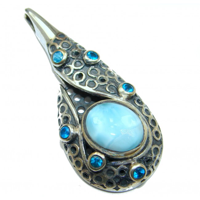 Blue Seduction genuine Larimar .925 Sterling Silver handmade pendant