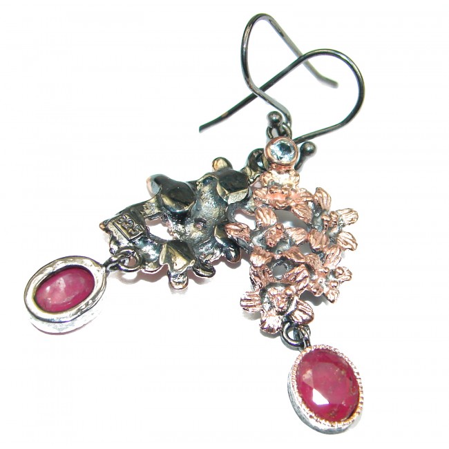 Unique Ruby Gold over .925 Sterling Silver handmade earrings