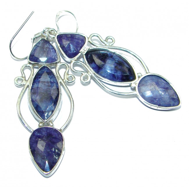 Secret Beauty Sapphire .925 Sterling Silver hook earrings