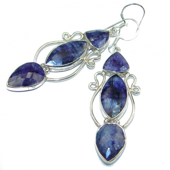 Secret Beauty Sapphire .925 Sterling Silver hook earrings