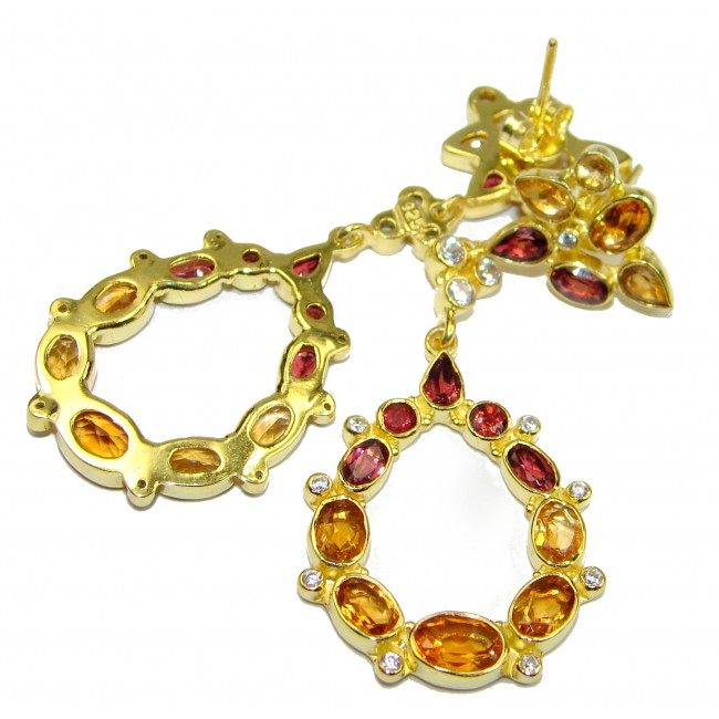 Secret Beauty Orange Sapphire 14K Gold over .925 Sterling Silver handcrafted earrings