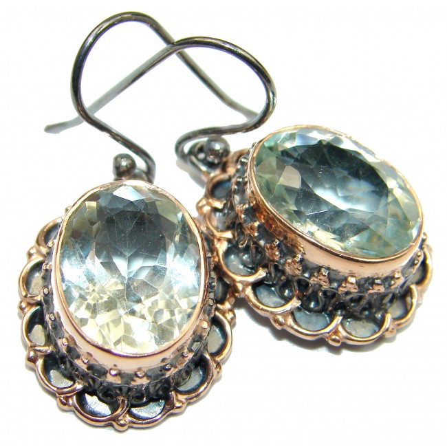Perfect Green Amethyst 14K Gold over .925 Sterling Silver earrings