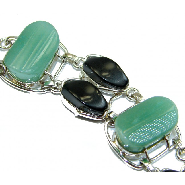 Simple Protection Green Jade .925 Sterling Silver handcrafted Bracelet