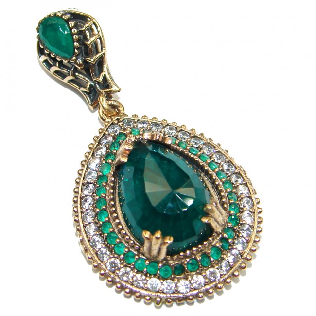 Unique design created Emerald .925 Sterling Silver handcrafted Pendant