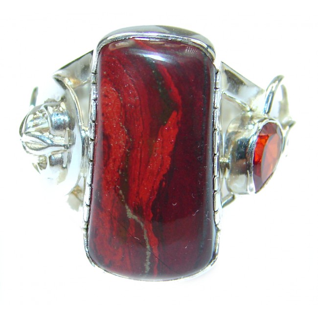 Genuine Red Jasper .925 Sterling Silver handcrafted ring s. 8