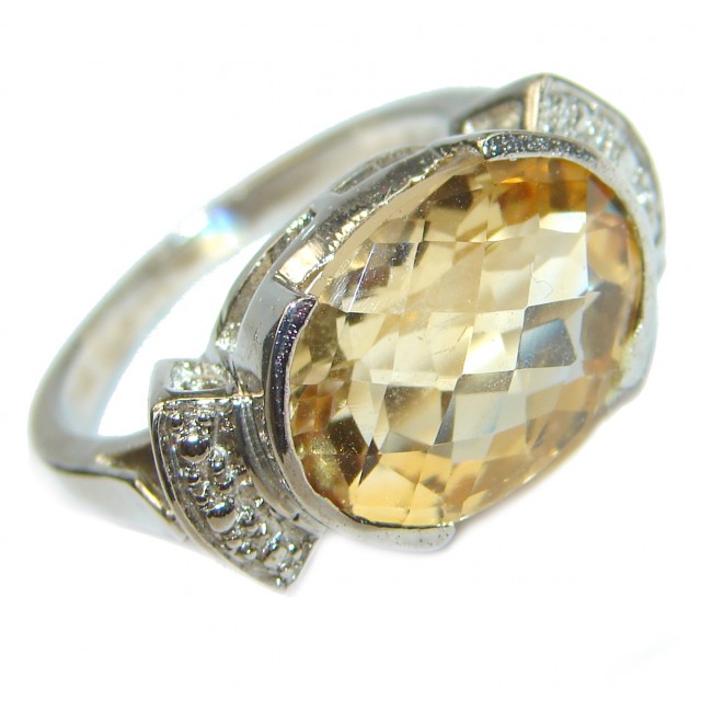 Natural Citrine .925 Sterling Silver handcrafted Ring s. 7