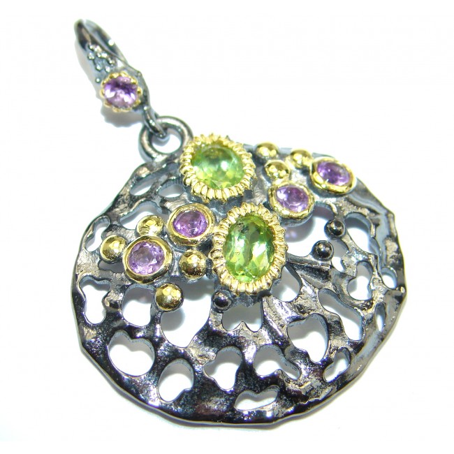 Pure Joy Amethyst Peridot 14K Gold over .925 Sterling Silver handcrafted Pendant