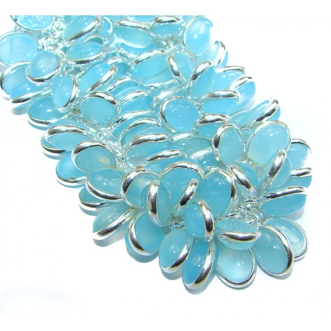 Genuine Chalcedony Agate .925 Sterling Silver handcrafted Bracelet