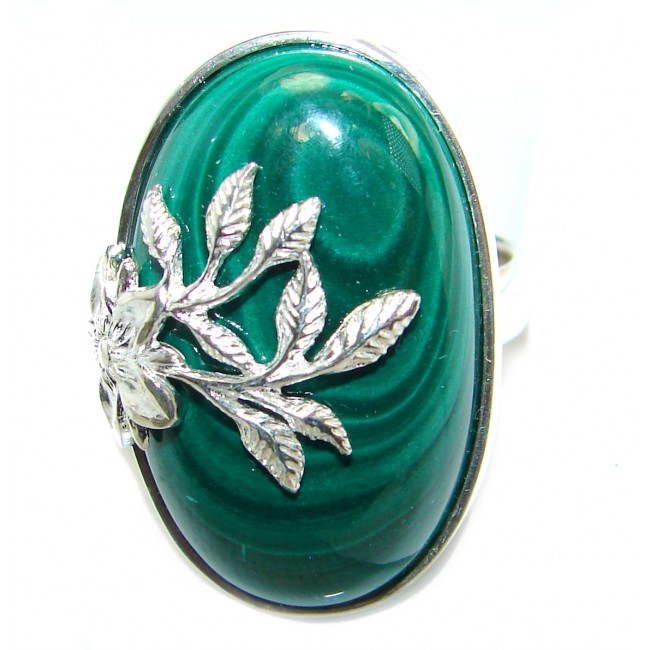 Natural Sublime quality Malachite .925 Sterling Silver handcrafted ring size 7 1/2