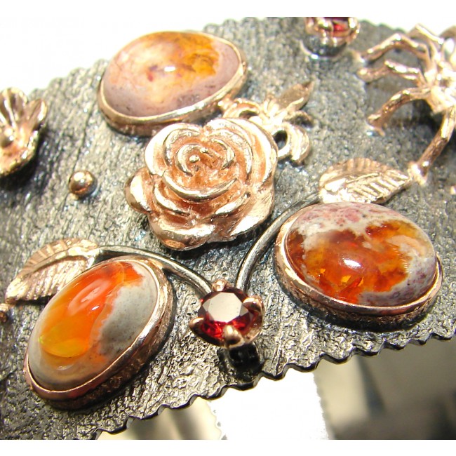 Enchanted Forest Mexican Opal Rose Gold Rhodium over .925 Sterling Silver Bracelet / Cuff