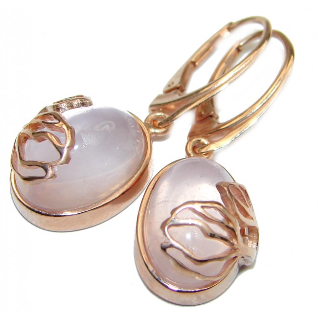 Enchanted Beauty genuine Rose Quartz 18K Gold over .925 Sterling Silver handmade earrings