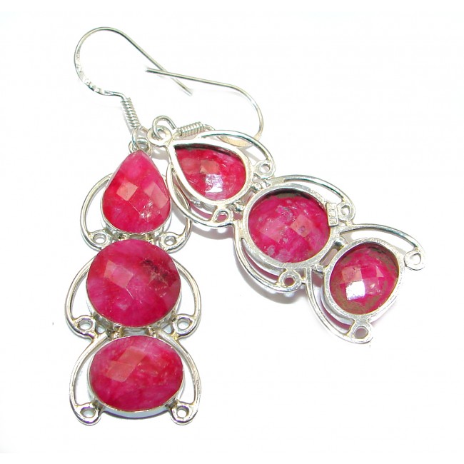 Trendy Ruby .925 Sterling Silver handmade earrings