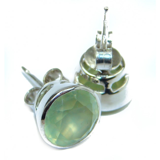 Vintage Design Authentic Prehnite .925 Sterling Silver handmade earrings