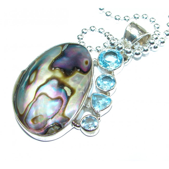 Fashion Mozaic Rainbow Abalone .925 Sterling Silver Necklace
