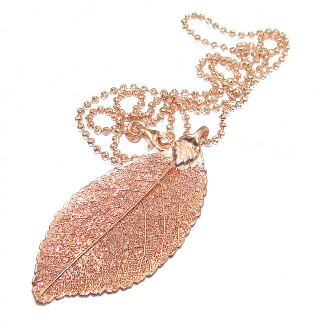 Leaf Deep In Copper Gold over .925 Sterling Silver necklace