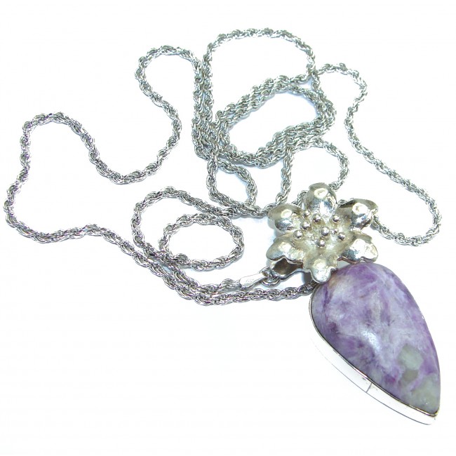 Very Chunky Purple Siberian Charoite Sterling Silver handmade Necklace