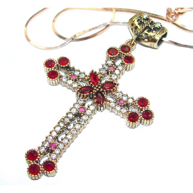 Cross created Ruby .925 Sterling Silver handmade Necklace