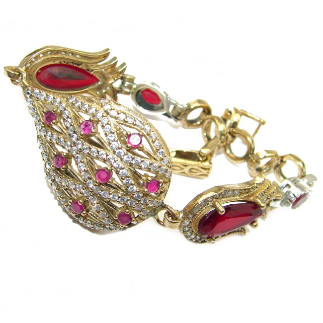 Red Ruby 14K Rose Gold over .925 Sterling Silver handcrafted Bracelet