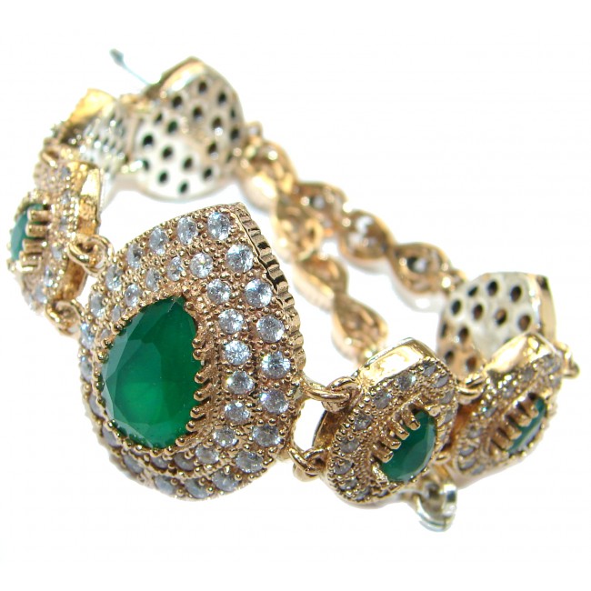 Created Emerald 14K Rose Gold over .925 Sterling Silver handcrafted Bracelet