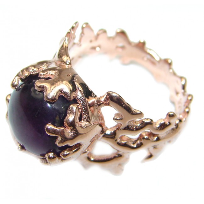 Vintage Style Amethyst 14K Gold over .925 Sterling Silver handmade Cocktail Ring s. 8 1/4