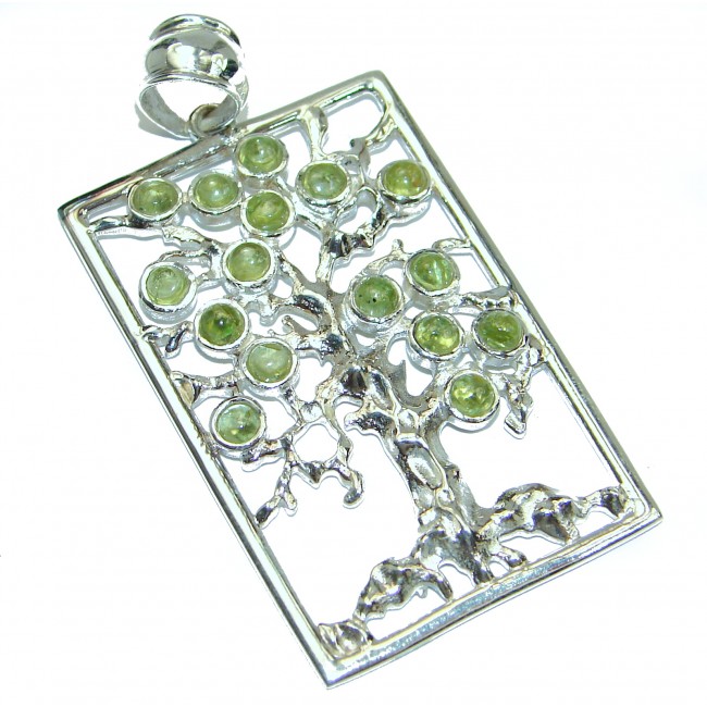 Perfect Family Tree Natural Peridot .925 Sterling Silver handcrafted Pendant