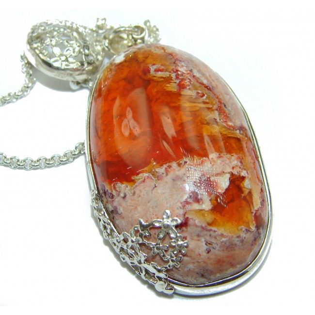 Sweet Treasure Mexican Fire Opal .925 Sterling Silver handmade Necklace