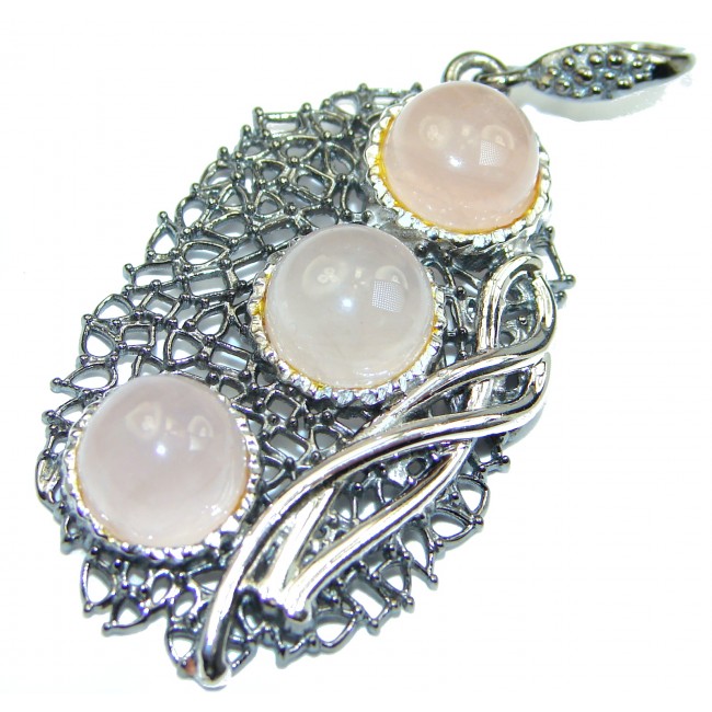 Pink Power Rose Quartz .925 Sterling Silver handcrafted Pendant