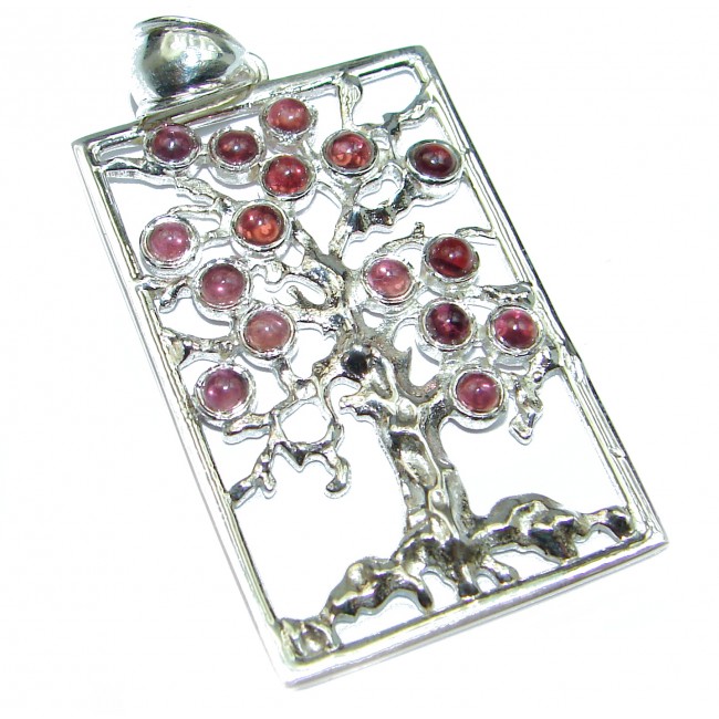Perfect Family Tree Natural Garnet .925 Sterling Silver Pendant