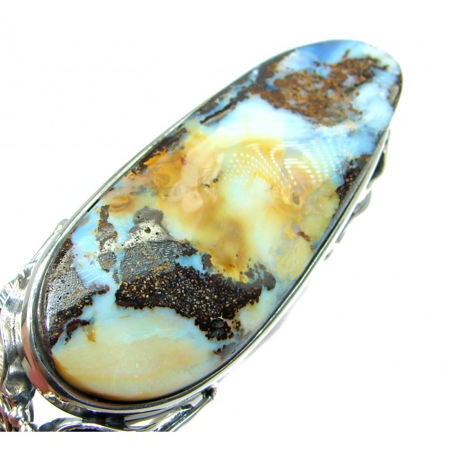 Norwegian Northern Lights Boulder Opal handmade .925 Sterling Silver Bracelet
