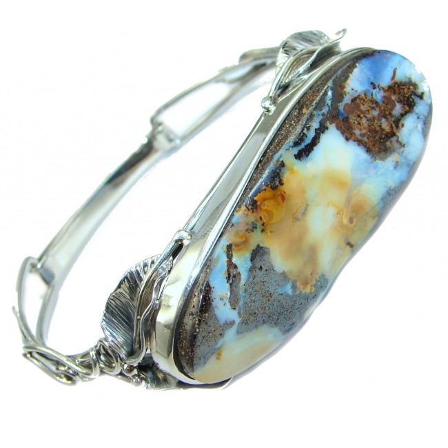 Norwegian Northern Lights Boulder Opal handmade .925 Sterling Silver Bracelet