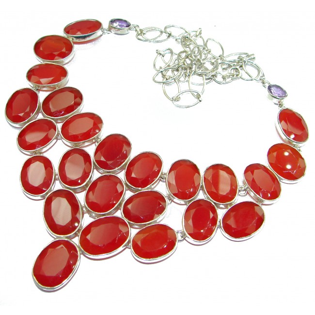Jumbo Natural Bold Carnelian .925 Sterling Silver handmade Necklace