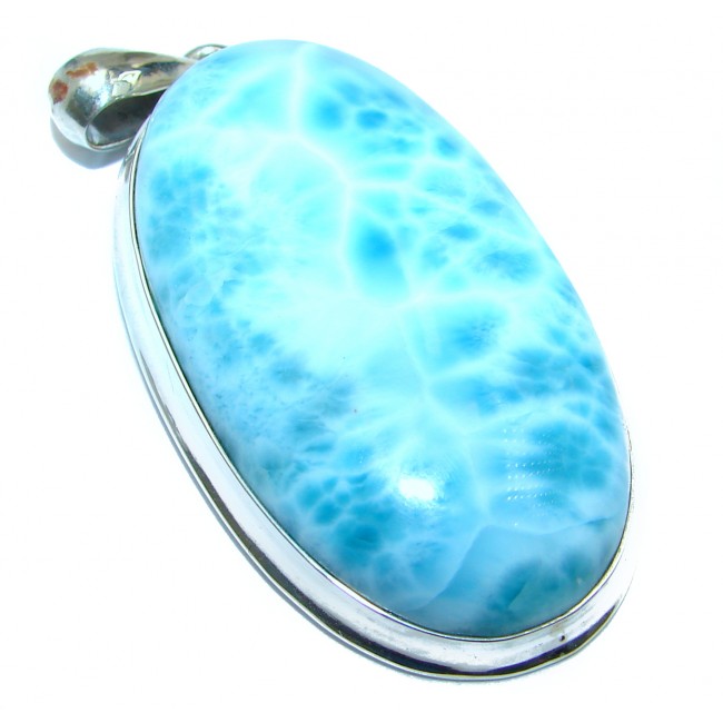 Enchanted Island 90 ct perfectly Blue Larimar .925 Sterling Silver handmade pendant