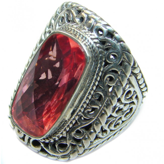 Top Quality Raspberry Topaz .925 Sterling Silver handcrafted Ring s. 7