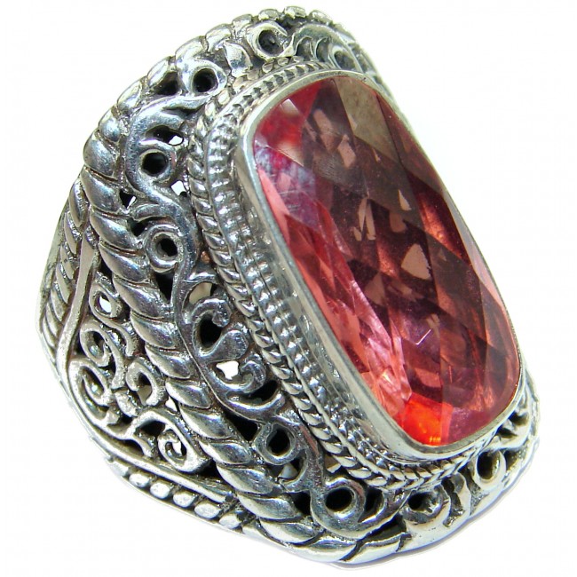 Top Quality Raspberry Topaz .925 Sterling Silver handcrafted Ring s. 7