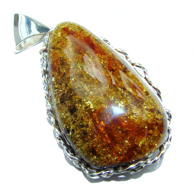 Huge Power 168ct natural Baltic Amber .925 Sterling Silver handmade Pendant
