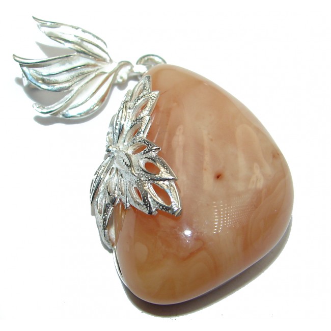 Very Rare Natural Pink Baltic Amber .925 Sterling Silver handmade Pendant